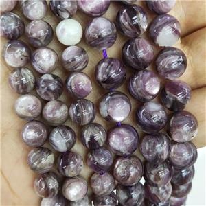 Natural Peruvian Lepidolite Beads Smooth Round Purple, approx 6mm