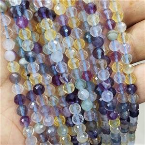 Natural Fluorite Beads Multicolor Faceted Round, approx 6mm