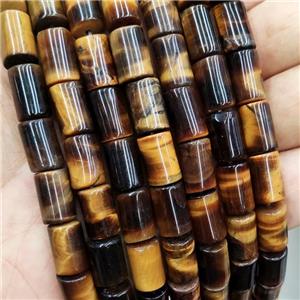 Natural Tiger Eye Stone Tube Beads Column, approx 8-12mm