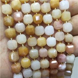 Natural Aventurine Beads Faceted Cube Multicolor, approx 8-9mm