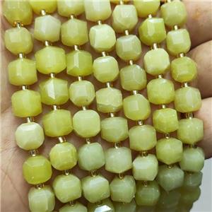 Lemon Jade Beads Faceted Cube, approx 8-9mm