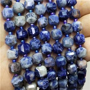 Natural Blue Sodalite Beads Faceted Cube, approx 8-9mm