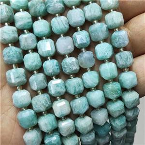 Natural Green Amazonite Beads Faceted Cube, approx 8-9mm