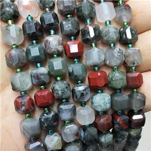 Natural African Bloodstone Beads Faceted Cube, approx 8-9mm