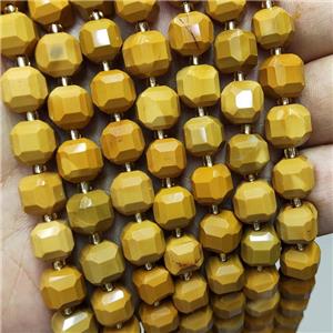 Natural Yellow Mookaite Beads Faceted Cube, approx 8-9mm
