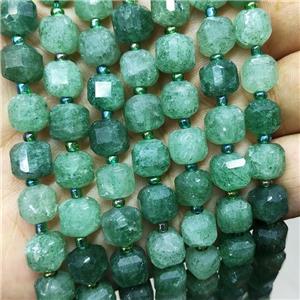 Natural Green Strawberry Quartz Beads Faceted Cube, approx 8-9mm
