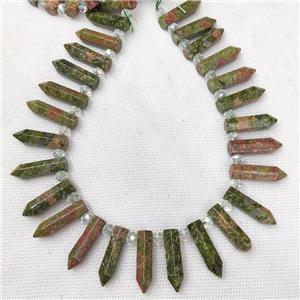 Natural Unakite Bullet Beads, approx 8-30mm