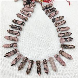 Natural Chinese Rhodonite Bullet Beads PInk, approx 8-30mm