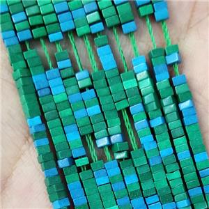 Greenblue Oxidative Agate Square Beads, approx 1x2mm