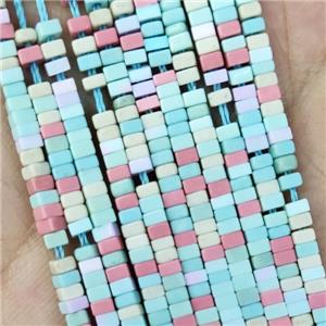 Oxidative Agate Square Beads Mixed Color, approx 1x2mm