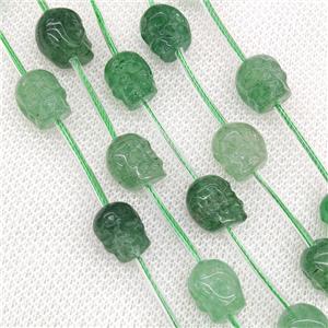 Natural Green Strawberry Quartz Skull Beads Carved, approx 9-12mm, 12pcs per st