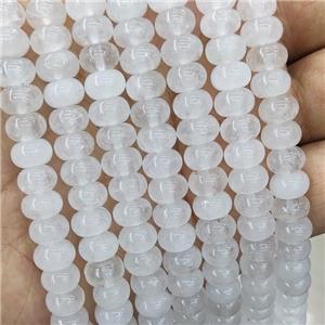 White Quartzite Jade Beads Smooth Rondelle, approx 8mm