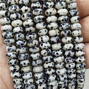 Black Dalmatian Jasper Beads Smooth Rondelle, approx 8mm