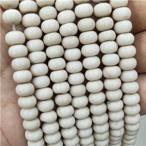 River Jasper Beads White Smooth Rondelle, approx 8mm