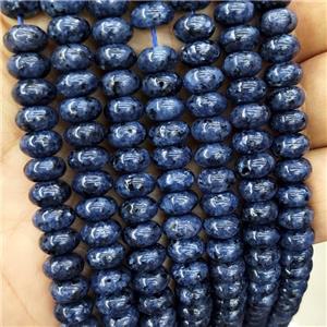 Kiwi Jasper Beads Darkblue Dye Smooth Rondelle, approx 8mm