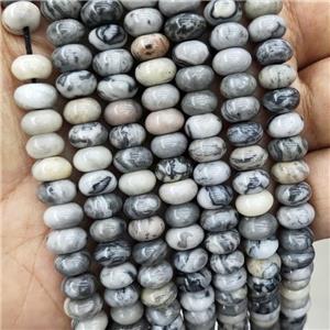 Map Jasper Beads Gray Smooth Rondelle, approx 8mm