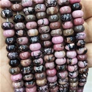 Natural Chinese Rhodonite Beads Pink Smooth Rondelle, approx 8mm