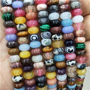 Mix Gemstone Beads Smooth Rondelle, approx 8mm