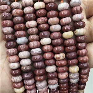 Red Wood Lace Jasper Beads Smooth Rondelle, approx 8mm