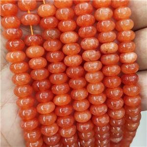 Jade Beads Orange Dye Smooth Rondelle, approx 8mm