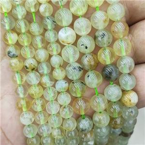 Natural Prehnite Beads Olive Smooth Round, approx 8mm dia