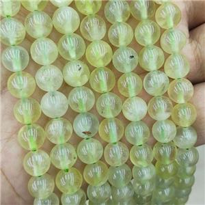 Natural Olive Prehnite Beads A-Grade Smooth Round, approx 8mm dia