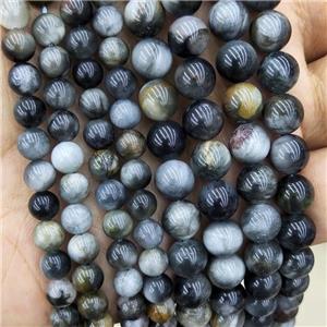 Natural Hawkeye Stone Beads Eagle Smooth Round, approx 8mm dia