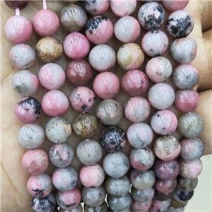 Natural Pink Rhodonite Beads Smooth Round, approx 8mm dia