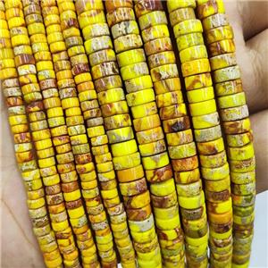 Yellow Imperial Jasper Heishi Beads Spacers, approx 3x6mm