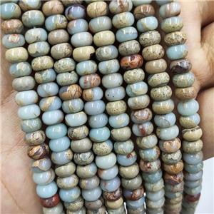 Snakeskin Jasper Beads Smooth Rondelle Blue, approx 4x6mm