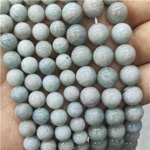 Natural Gray Green Amazonite Beads B-Grade Smooth Round, approx 6mm dia