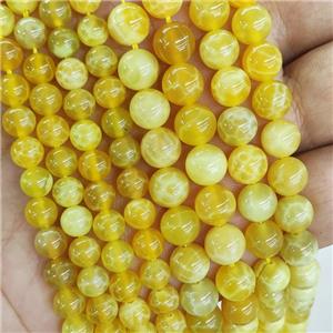 Natural Lemon Quartz Yellow Heat Fired Smooth Round, approx 8mm dia