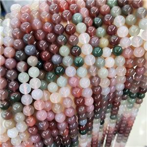 Natural Chinese Yanyuan Agate Beads Smooth Round Mixed Color, approx 10mm dia