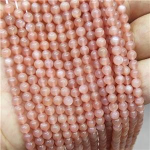 Natural Peach Sunstone Beads AA-Grade Smooth Round, approx 4mm dia