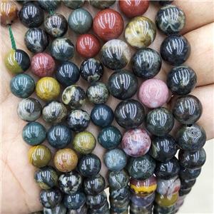 Natural Ocean Agate Beads Multicolor Smooth Round, approx 6mm dia