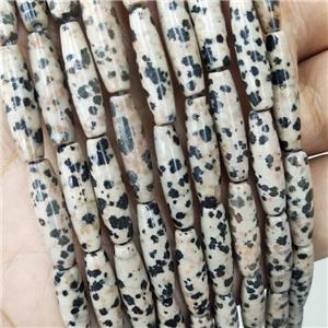 Natural Black Dalmatian Jasper Rice Beads, approx 5x20mm, 20pc per st