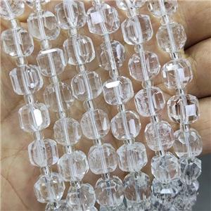 Natural Clear Quartz Beads Faceted Cube, approx 8-10mm