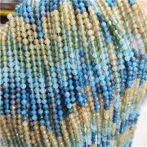 Natural Apatite Beads Blue Yellow Faceted Round, approx 2mm