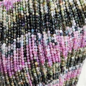 Natural Tourmaline Beads Mixed Color Faceted Round, approx 2mm