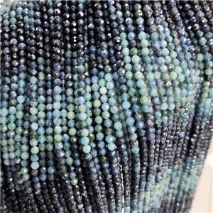 Natural Tourmaline Beads Blue Black Faceted Round, approx 2mm