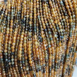 Natural Tourmaline Beads Yellow Black Faceted Round, approx 3mm