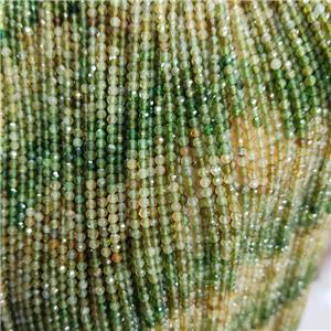 Natural Tourmaline Beads Green Yellow Faceted Round, approx 2mm