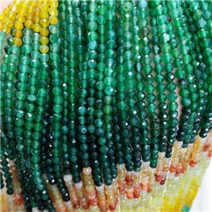 Natural Agate Beads Dye Mixed Color Faceted Round, approx 4mm