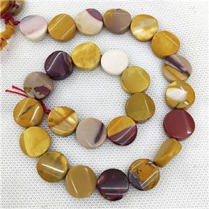 Natural Mookaite Beads Coin Multicolor Twist, approx 16mm