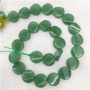 Natural Green Aventurine Coin Beads Twsit, approx 16mm