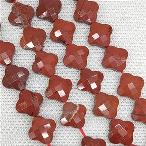 Natural Red Jasper Clover Beads Faceted, approx 13mm, 31pcs st