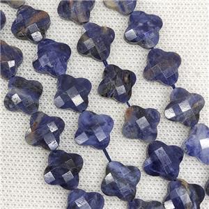 Natural Blue Sodalite Clover Beads Faceted, approx 13mm, 31pcs st