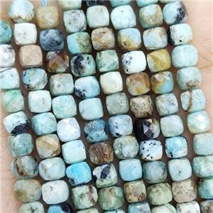 Natural African Turquoise Beads Faceted Cube, approx 3.7-4.4mm