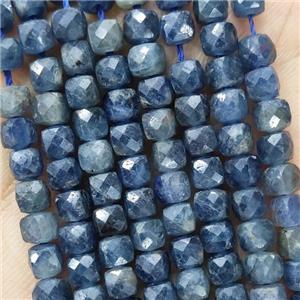 Natural Sapphire Beads Blue Faceted Cube, approx 3.7-4.4mm