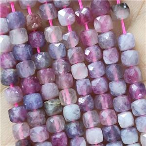 Natural Tourmaline Beads Pink Faceted Cube, approx 3.7-4.4mm